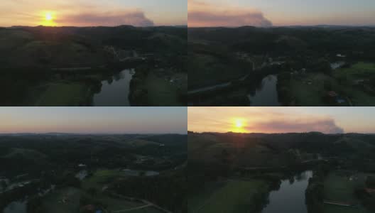 巴西乡村日落的航拍高清在线视频素材下载