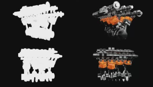 慢动作旋转V8引擎动画与爆炸-循环高清在线视频素材下载