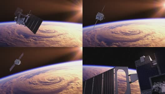 太空卫星探测地球上的飓风高清在线视频素材下载