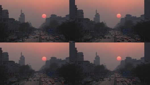 中国北京长安街的日落高清在线视频素材下载