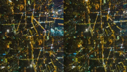 夜间照明交通街道阻塞空中俯视图时间间隔4k香港高清在线视频素材下载