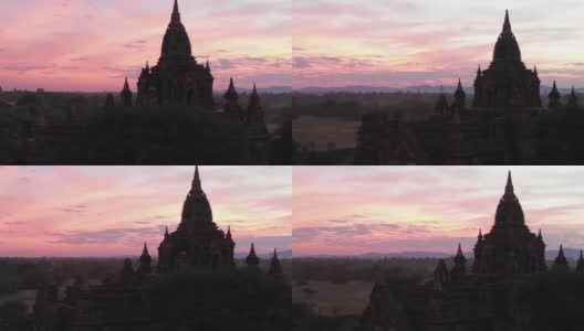 鸟瞰缅甸蒲甘惊人的日落高清在线视频素材下载