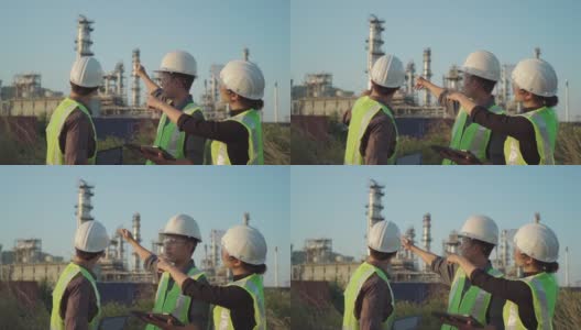在炼油厂工作的团队工程师高清在线视频素材下载