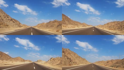 穿越埃及沙漠和山脉的道路高清在线视频素材下载