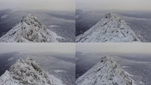雪山景观鸟瞰图4k冬季无人机镜头高清在线视频素材下载