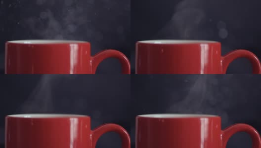 热咖啡蒸汽红咖啡杯慢动作高清在线视频素材下载