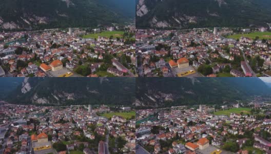 俯瞰瑞士因特拉肯市高清在线视频素材下载