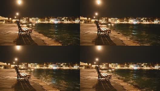 在希腊克里特岛的查尼亚古城，海湾壮丽的景色高清在线视频素材下载