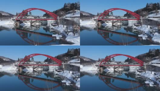 红桥冬季景观，三岛，日本福岛高清在线视频素材下载