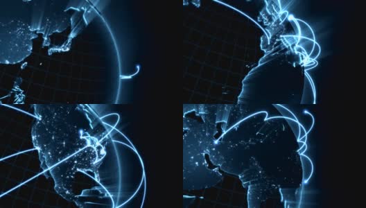 全球网络动画-蓝色特写循环高清在线视频素材下载