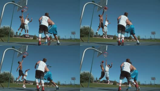 朋友们打篮球的超级慢动作镜头高清在线视频素材下载