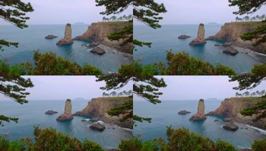 韩国济州岛的Oedolgae Rock高清在线视频素材下载