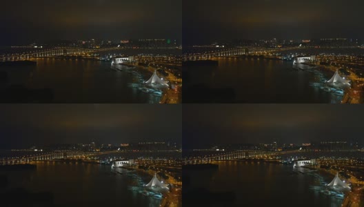 china night time macau island famous bridge rooftop  4k高清在线视频素材下载