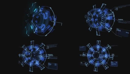 美丽的抽象3D结构出现辉光。数字和代码运行。平视显示计算机数据。高科技概念元素。高清在线视频素材下载