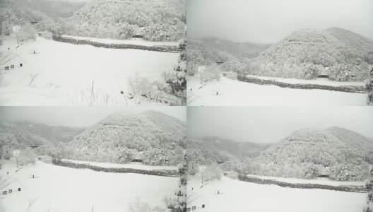 倾斜:白川村的Shogawa河谷高清在线视频素材下载