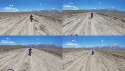 摩托车手穿过青藏高原高清在线视频素材下载