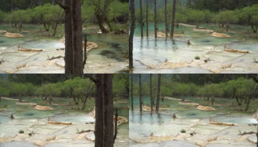 淘景:黄龙谷风景区的天然五色池，中国四川高清在线视频素材下载