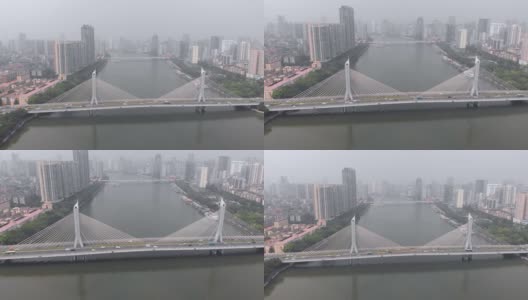 河上的斜拉桥。广州中国高清在线视频素材下载