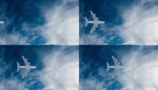 商业飞机在天空中飞行高清在线视频素材下载