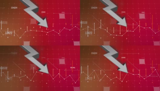4K 3D箭头向下移动动画。财务图表。高清在线视频素材下载