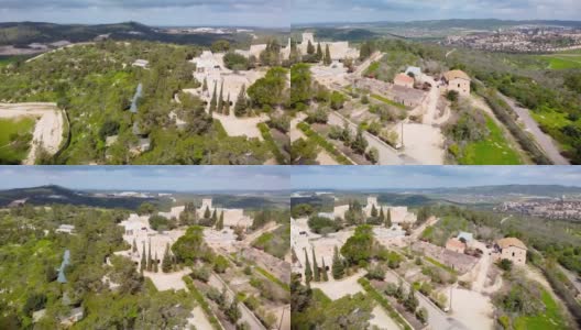 从天空顺时针方向俯瞰拜特贾马尔修道院高清在线视频素材下载