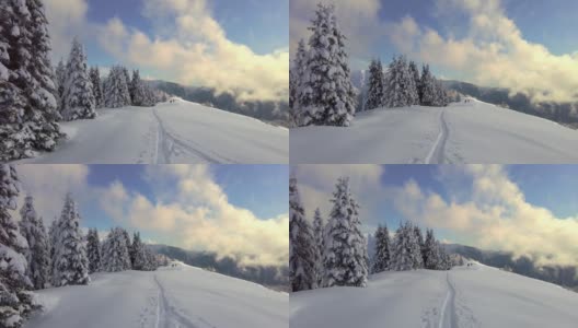 雪山景观与滑雪道高清在线视频素材下载