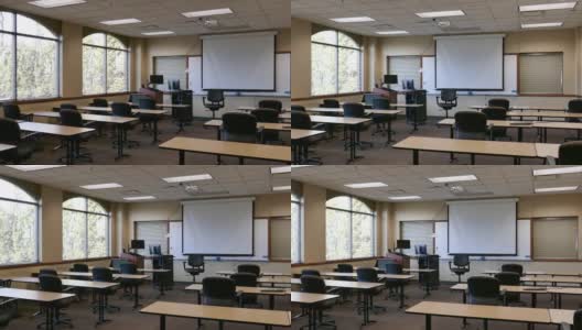 教室技术在空房间左视图高清在线视频素材下载