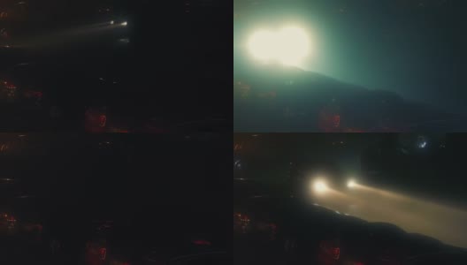 夜晚浓雾中驶过的汽车高清在线视频素材下载