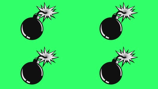 动画黑色炸弹上的绿色背景。高清在线视频素材下载