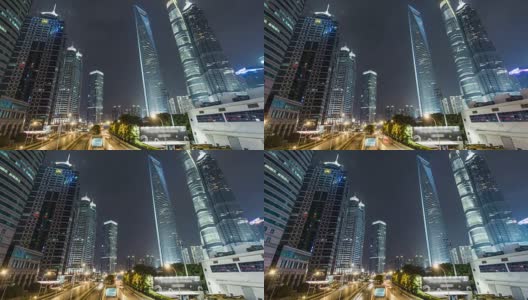 T/L WS PAN Downtown Shanghai at Night / Shanghai, China高清在线视频素材下载