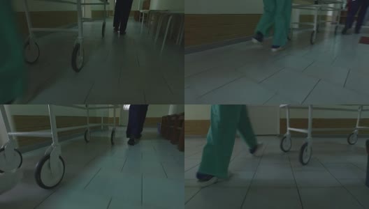 护士在手术室移动医院的轮床高清在线视频素材下载