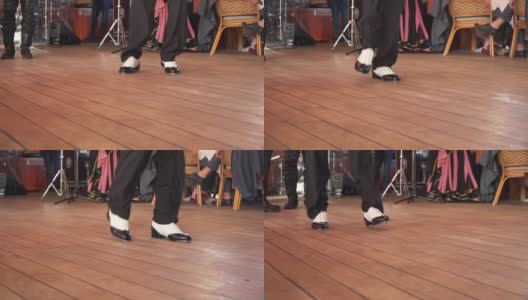 在宴会上跳踢踏舞的脚高清在线视频素材下载