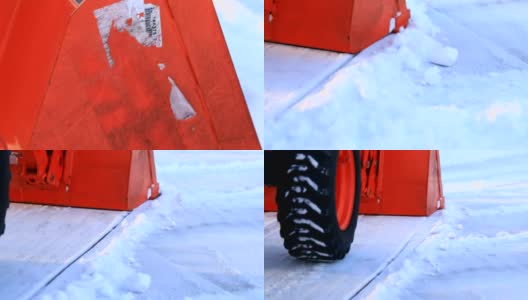 拖拉机耕地雪高清在线视频素材下载