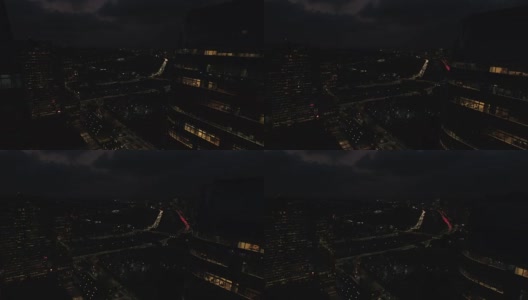 许多建筑物和交通的鸟瞰图在圣保罗城市，巴西在晚上高清在线视频素材下载