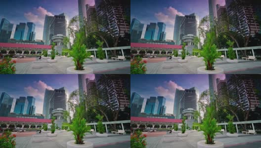 日光新加坡市中心广场全景4k时间推移高清在线视频素材下载
