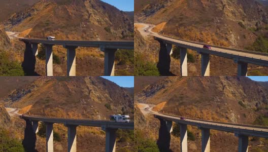 比克斯比溪桥大苏尔海岸加利福尼亚鸟瞰图无人机比克斯比溪高清在线视频素材下载