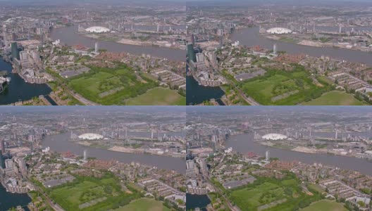 鸟瞰图格林威治半岛在伦敦，英国。4 k高清在线视频素材下载