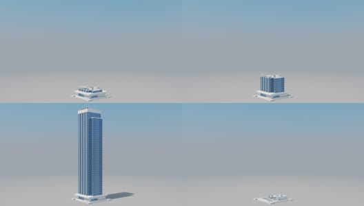 摩天大楼的建造与成长。摩天大楼建筑活动的3d动画。延时的进步。施工与技术概念。高清在线视频素材下载
