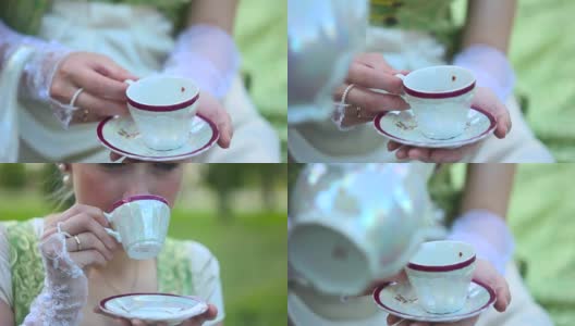 贵族喝茶高清在线视频素材下载
