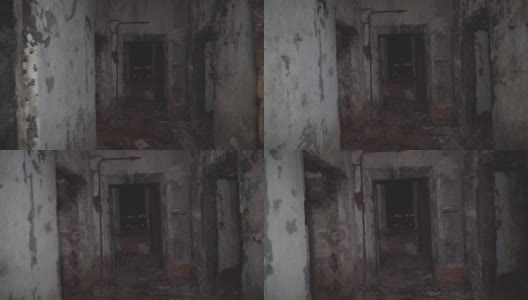 从废弃的旧建筑内部看，视频中含有噪音高清在线视频素材下载