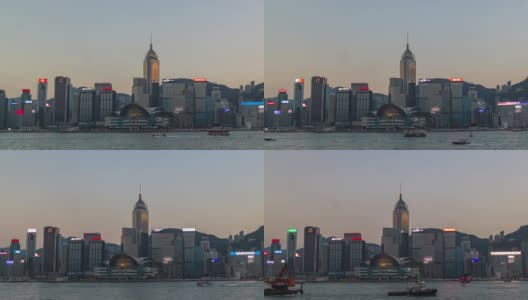 时光流逝:日落时分的香港时光流逝高清在线视频素材下载