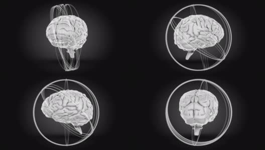 3d人脑在黑色背景上旋转的动画。高清在线视频素材下载