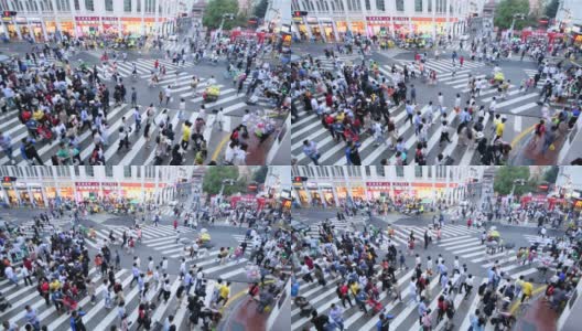 一群人走在中国城市的人行横道上高清在线视频素材下载