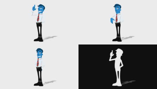 Blue Businessman 'Point and look up' Connectable Character Animation高清在线视频素材下载