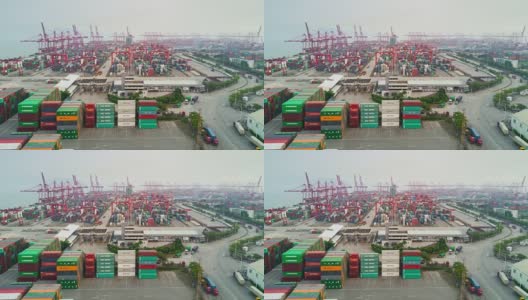 中国白天时间深圳著名港口航拍全景图4k时间间隔高清在线视频素材下载
