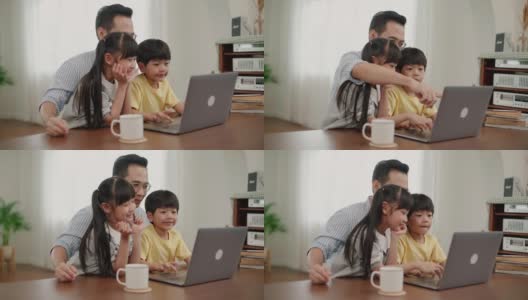 父亲上班在家照顾孩子高清在线视频素材下载