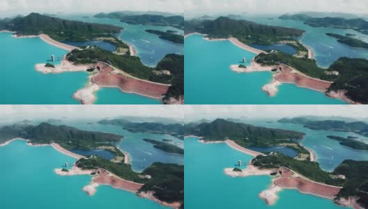 无人机拍摄西贡半岛东南部的高岛水塘高清在线视频素材下载