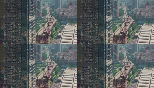 中国天光深圳城市建设交通街道屋顶俯视图4k时间流逝高清在线视频素材下载