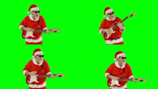 圣诞老人唱着歌，弹着吉他高清在线视频素材下载