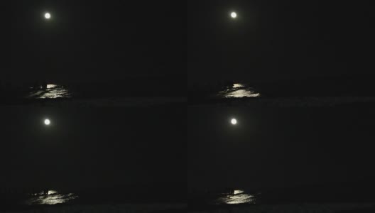 夜圆月只在海上倒影，旅行背景高清在线视频素材下载
